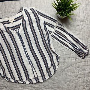 Everly button front stripped blouse